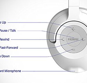 Koss BT539iW Wireless Bluetooth Over-Ear Headphones, in-Line Microphone, On-Board Microphone and Touch Controls, Detachable Cord Included, White