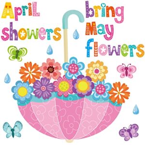47 pcs april showers bring may flowers decorations spring cut outs spring bulletin board school classroom bulletin board decor for spring supplies whiteboard window home party decor