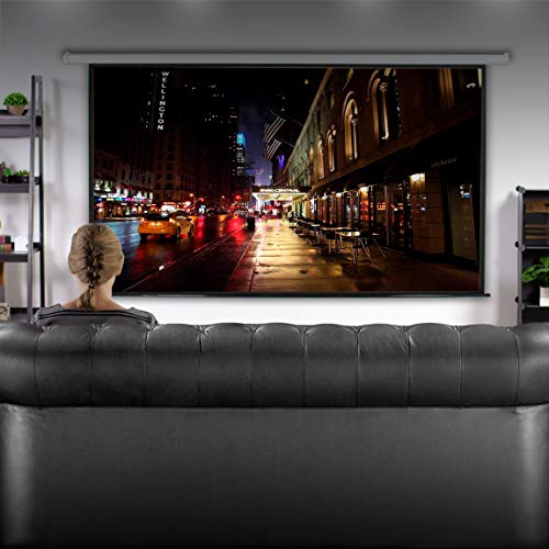 VIVO 100 inch Diagonal Projector Screen, 16:9 Projection HD, 4K 3D 1080P HD Manual Pull Down, PS-M-100