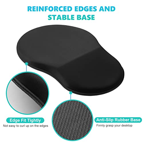 MOLMO Mouse Pad Wrist Support, Ergonomic Mouse Pad with Wrist Rest, Pain Relief Mousepad with Non-Slip Rubber Base, Comfortable Memory Foam Mouse Mat for Office &Home (Black)