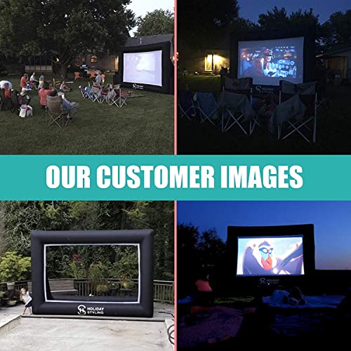 Holiday Styling 16FT Inflatable Outdoor Projector Screen – 200” Blow Up TV & Movie Screen w. Thick, Airtight Material for Portable Front/Rear Projection - Backyard Movie Night, BBQ, Pool Party