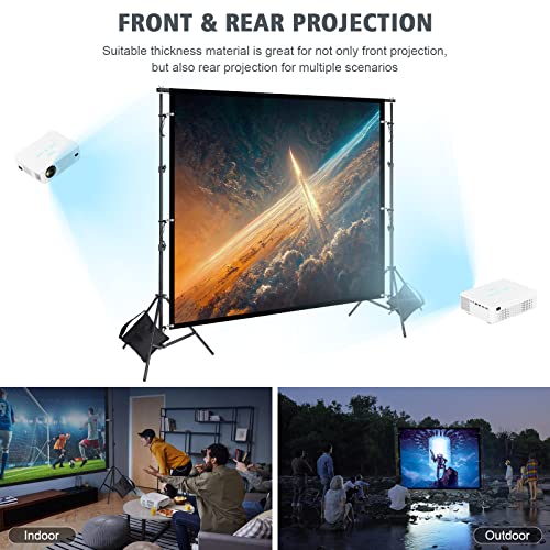 Projector Screen with Stand - VICIALL 120 inch Indoor Outdoor Projector Screen - 16:9 HD 4K Thickened Wrinkle-Free Movies Screen with Carry Bag for Home Theater Camping Travel Recreational Events