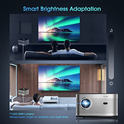 Projector with WiFi and Bluetooth,Hasatek 1600 ANSI Lumens Projector 4k Supported Video Projector, Android TV,Auto Focus,Electronic Keystone Correction，Full HD 1080P Home Theater Movie Projector