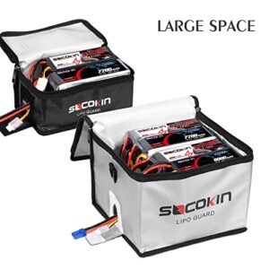 Socokin Lipo Battery Safe Bag Fireproof Explosionproof Large Capacity Bag for Charge and Storage with Detachable Adjustable Shoulder Strap (2 Pack)