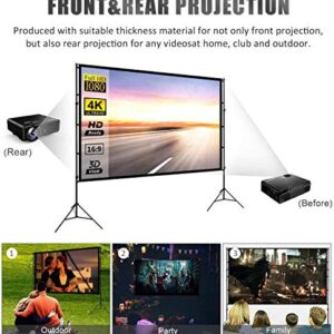 Projector Screen with Stand 150inch Portable Projection Screen 16:9 4K HD Rear Front Projections Movies Screen for Indoor Outdoor Home Theater Backyard Cinema Trave (150 inch)