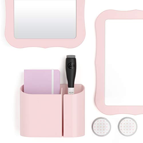 U Brands Locker Accessories Kit, Back to School Essentials, Blush, 6-Piece, Includes Whiteboard, Mirror, and Organizing Supplies