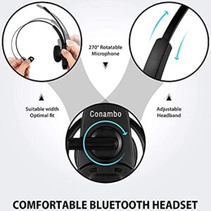 Bluetooth Headset with Microphone,Trucker Bluetooth Headset with Noise Cancelling,22Hrs Call Time,V5.0 Wireless Headset with Mute Button,On Ear Headphones for Cell Phones Business Office