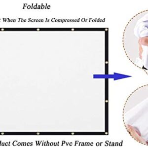 Mdbebbron 150 inch Projection Screen 16:9 Foldable Anti-Crease Portable Projector Movies Screen for Office Home Theater Outdoor Indoor Support Double Sided Projection Light…