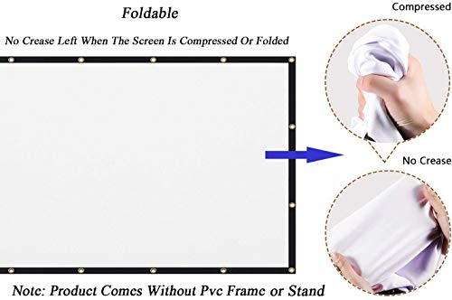Mdbebbron 150 inch Projection Screen 16:9 Foldable Anti-Crease Portable Projector Movies Screen for Office Home Theater Outdoor Indoor Support Double Sided Projection Light…