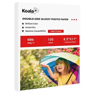 Koala Thick Photo Paper 8.5x11 Inches Heavyweight Double Sided High Glossy 100 Sheets 260gsm only Compatible with Inkjet Printer