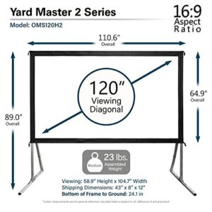 Elite Screens Yard Master 2, 120-inch Outdoor Indoor Projector Screen 16:9, Fast Easy Snap On Set-up Freestanding Portable Movie Foldable Front Projection | US Based Company 2-YEAR WARRANTY, OMS120H2