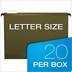 Pendaflex SureHook Reinforced Hanging Folders, Letter Size, Standard Green, 20 per Box (8-1/2 x 11)