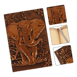 DEPILA Practical Lined Office Print Ruled College Notepad Retro Pu Hardbound for Notebook Notebooks Elephant Hardcover Cover Coffee Journal Diary Book Supplies Students A School Embossed Note pad