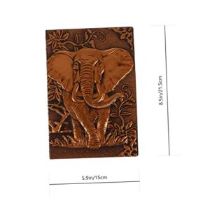 DEPILA Practical Lined Office Print Ruled College Notepad Retro Pu Hardbound for Notebook Notebooks Elephant Hardcover Cover Coffee Journal Diary Book Supplies Students A School Embossed Note pad