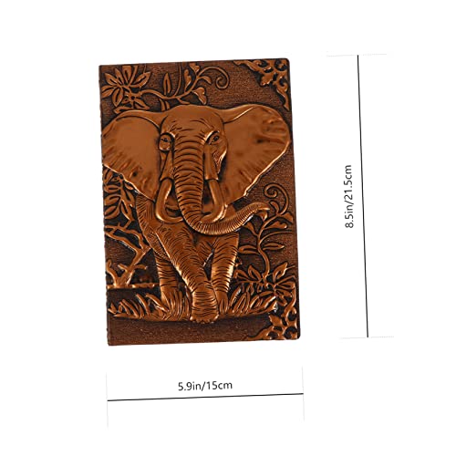 DEPILA Practical Lined Office Print Ruled College Notepad Retro Pu Hardbound for Notebook Notebooks Elephant Hardcover Cover Coffee Journal Diary Book Supplies Students A School Embossed Note pad