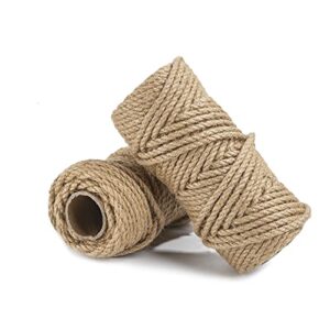 100 Feet 5mm Jute Twine, Heavy Duty Jute Rope, Natural Hemp Rope for DIY Arts Crafts, Gardening, Bundling，Home Decorating, Cat Scratching Post