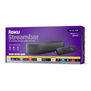roku streambar | 4k/hd/hdr streaming media player & premium audio, all in one, includes roku voice remote (renewed)