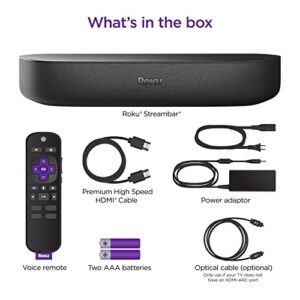 Roku Streambar | 4K/HD/HDR Streaming Media Player & Premium Audio, All In One, Includes Roku Voice Remote (Renewed)