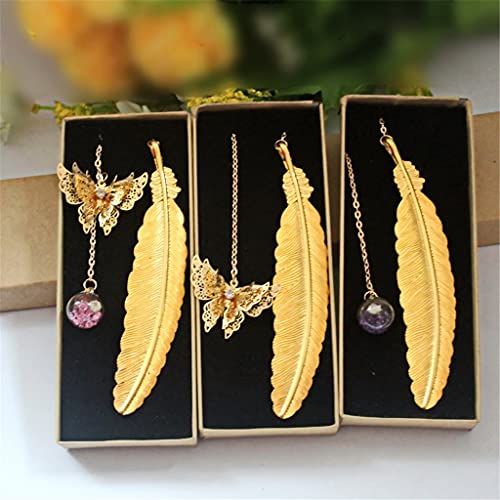 FZZDP Creative Metal Feather Bookmarks Pendant Bookmark for Teacher Gift School Office Supplies Novelty Students Stationery (Size : C)