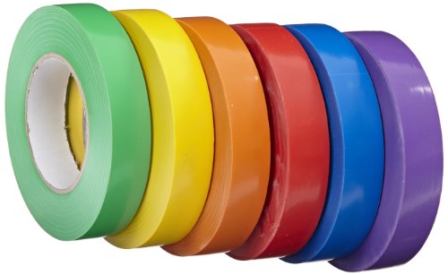 School Specialty Vinyl Gym Tape School Pack - 1 inch x 60 yards - Set of 6 - Assorted Colors