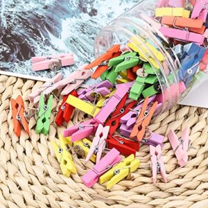 100Pcs Push Pin with Wooden Clips Tacks for Cork Board Artwork for Bulletin Board Crafts Arts Projects Photo Supplies(Colorful)