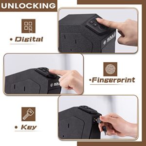 SOULYI Mounted Biometric Gun Safe For Pistols, Auto Open Handgun Safe, Pistol Safe With Fingerprint Keypad Key Quick Access For Guns Storage By Desk Nightstand Wall Cabinet