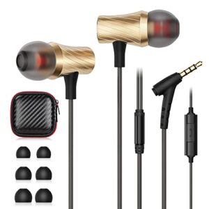 wired headphones 3.5mm wired earbuds earphones with mic, jakpak in-ear headphones noise canceling deep bass stereo sound earbuds for iphone 6/6s samsung a13 a03s s10 s9 moto g stylus (with carry case)