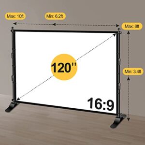 EMART Portable Projector Screen with Stand 120 inch, Outdoor Movie Screen Bundle 16:9 4K HD with Carrying Bag, Sandbags for Home Theater, Camping,Backyard Cinema Travel, Movie Nights