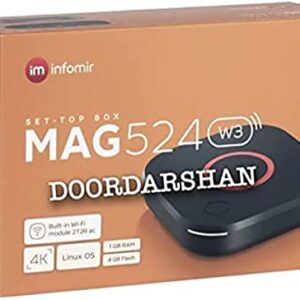 Infomir Mag 524W3 4K , Built-in Dual Band 2.4G/5G WiFi, HDMI Cable (Much Faster Than Old Mag 324w2 and 424W3) Black