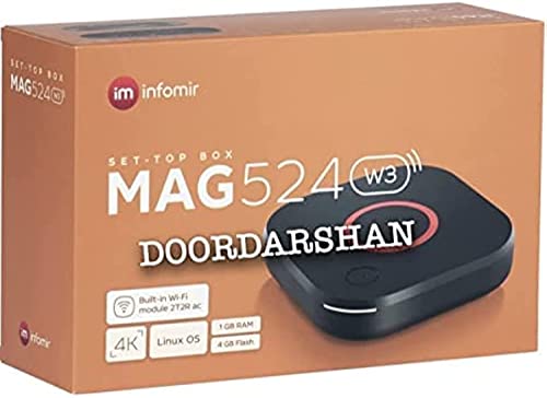 Infomir Mag 524W3 4K , Built-in Dual Band 2.4G/5G WiFi, HDMI Cable (Much Faster Than Old Mag 324w2 and 424W3) Black