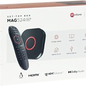 Infomir Mag 524W3 4K , Built-in Dual Band 2.4G/5G WiFi, HDMI Cable (Much Faster Than Old Mag 324w2 and 424W3) Black
