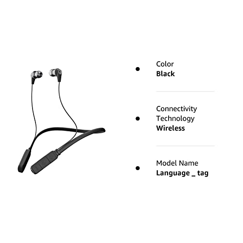 Skullcandy Ink'd+ Bluetooth Wireless Earbuds with Microphone, Noise Isolating Supreme Sound, 8-Hour Rechargeable Battery, Lightweight with Flexible Collar, Non-Retail Packaging - Black