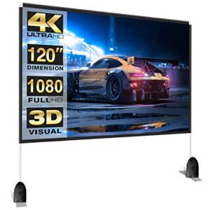 deeteck projector screen and stand – outdoor projector screen 120 inch 16:9 projector screen with stand – portable movie screen projection screen for outside backyard home camping