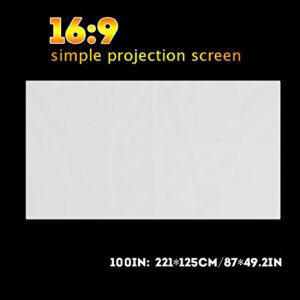 Projector Screen,Projector Curtain Rear Projection Screen 60-120 Inch Portable Foldable White Projector Curtain Screen 16:9 Indoor/Outdoor Movie Theater Open-air Cinema (100inch)