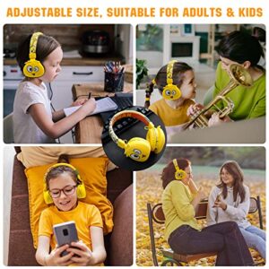 Kids Wireless Headphones, Adjustable Headband, Stereo Sound, 3.5mm Jack, Kids Bluetooth Headphones, Volume Control, Foldable, Build-in Microphone, Over-Ear Headphones for Kids for School Home, Yellow