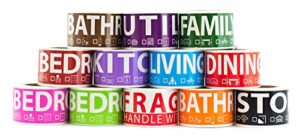 600 home moving labels for 3 bedroom house. 50 labels per room, 12 color coded label rolls. fragile label included. for moving boxes, moving supplies, wardrobe boxes, apartment sticker