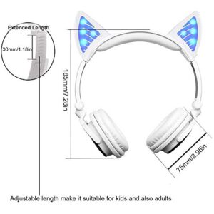 Wired Over-Ear Foldable Headphones Cat Ear Earphones with LED Light for Girls,Children.Compatible for Mp3 Mp4 Player,iPhone 6S,Android Phone.
