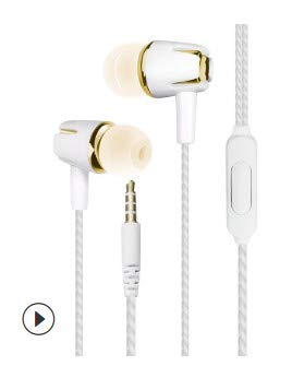 Wired Earbuds, Noise Canceling Earphones Tangle Free Wired Headphones with Mic (Yellow)