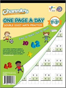 channie’s one page a day double digit math problem workbook for 1st graders, 2nd graders, and 3rd grade simply tear off on page a day for math repetition exercise! addition and subtraction workbook