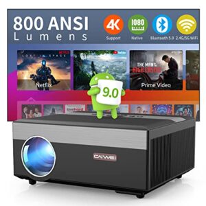 caiwei 5g outdoor projector 4k bluetooth, lcd daytime home video projectors wireless wifi 12000lumen smart android tv compatible with netflix disney+ prime video hdmi usb pc