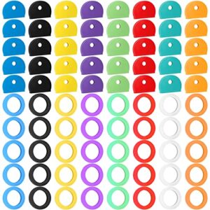 vibit 80 pack key caps covers tags set plastic key identifier coding rings in 8 assorted colors, 2 styles