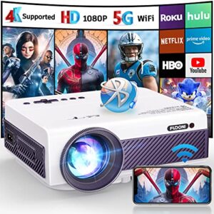 projector with wifi and bluetooth, fudoni native 1080p outdoor projector 10000l support 4k, portable movie projector with screen and max 300″, compatible with ios/android/laptop/tv stick/hdmi/usb/vga