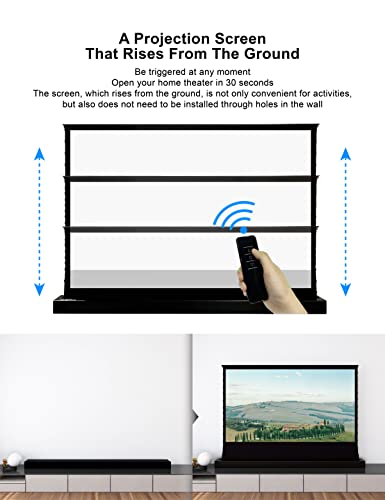 VIVIDSTORM-Projector Screen with Stand S 120 inch Portable Folding Stand Indoor Tension Floor Screen 4k HD White Cinema, 4K/3D/UHD Gaming/Home Cinema,Compatible with Normally Projector,VSDSTW120H