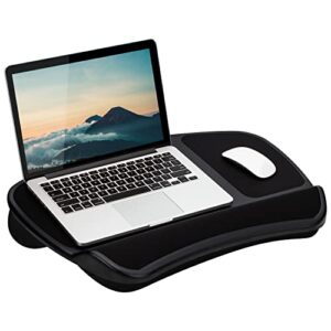 lapgear xl laptop lap desk with dual mouse pads and wrist rest, left-handed and right-handed – black – fits up to 15.6 inch laptops – style no. 45592