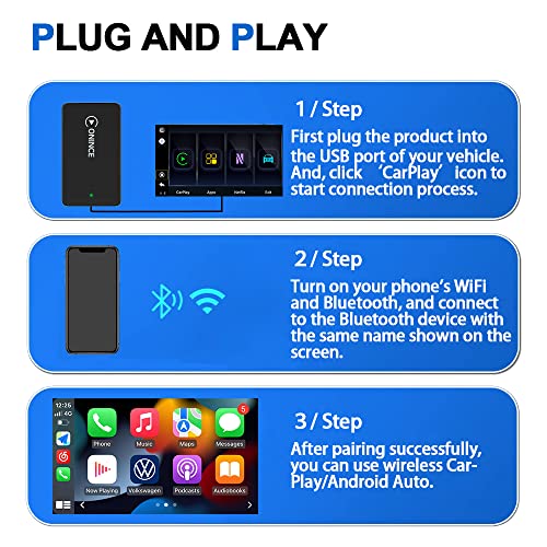 ONINCE Wireless CarPlay Adapter, Support Netflix &YouTube & Disney+,Android Auto Wireless Adapter, Play U-Disk, Android 10 Multimedia Video Box, AI Box, USB Dongle for Factory Wired CarPlay Cars