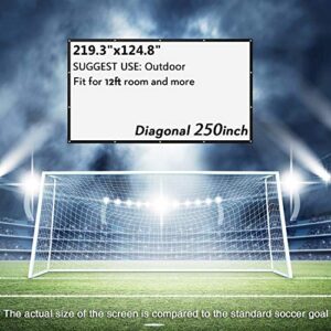 NIERBO Projector Screen Large 250 Inches 16:9 Wall Mounted Canvas HD Projection Screen Folded for Outside Home Theater 1.6 Gain Not Include Mount