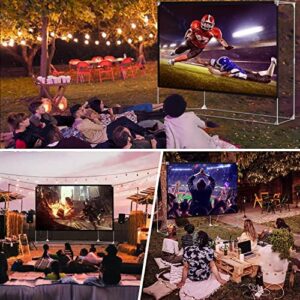 Projector Screen and Stand 150 inch 16:9 HD 4K Large Outdoor Projector Screen Portable Projection Movie Screen with Carry Bag for Home Theater Backyard Cinema Travel Foldable Anti Crease Windproof…