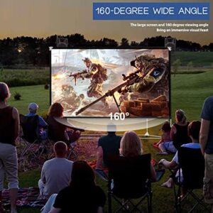 Projector Screen and Stand 150 inch 16:9 HD 4K Large Outdoor Projector Screen Portable Projection Movie Screen with Carry Bag for Home Theater Backyard Cinema Travel Foldable Anti Crease Windproof…