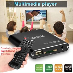 HDMI Media Player, Black Mini 1080p Full-HD Ultra HDMI Digital Media Player for -MKV/RM- HDD USB Drives and SD Cards