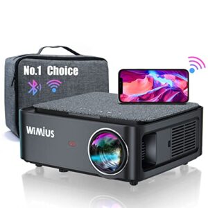 5g wifi bluetooth 5.2 4k projector, wimius newest k1 outdoor video projector native 1080p 60hz projector support 4p/4d keystone, zoom 500″ screen ppt 200,000h works with pc dvd ps5 smartphones